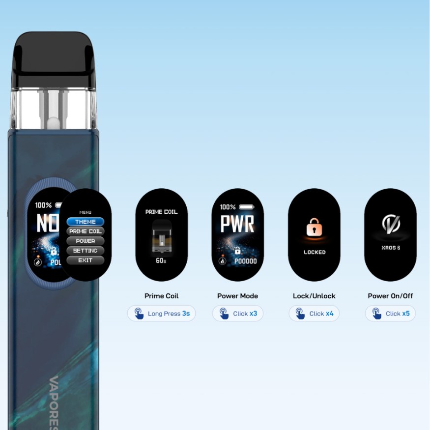 e papieros pod vaporesso xros 6 ekran