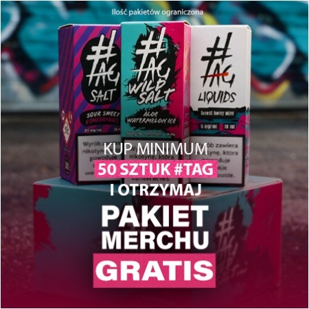 Pakiet gadżetów gratis do zamówienia z liquidami #TAG powyżej 50 sztuk