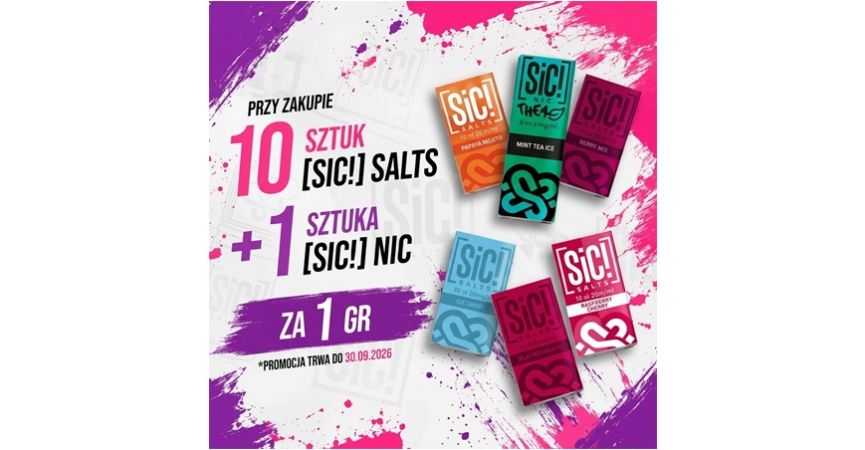 Kup 10 liquidów SIC! Salts i odbierz jedną sztukę SIC! NIC za 0.01 PLN