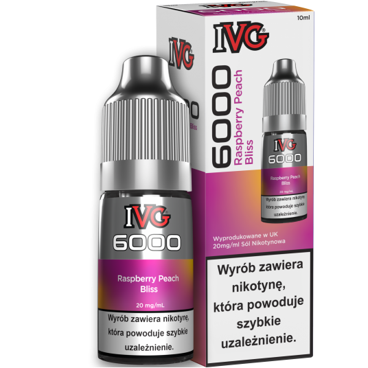 Liquid IVG 6000 Nicotine Salt 10ml - Raspberry Peach Bliss 20mg
